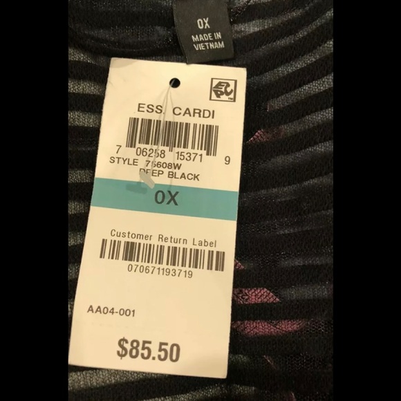 Alfani Plus Burnout Black Open Front Cardigan - Picture 4 of 5